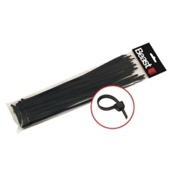 CABLE TIE SET 300x4.7MM BLACK NYLON 50X