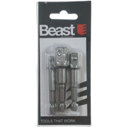SOCKET ADAPTER 1/2" 3/8" 1/4" HEX SHANK 3X