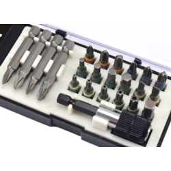 DRILLMACHINE BITS S2 STEEL, 22 BITS COLOUR + ADAPT.
