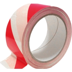 TAŚMA OSTRZEGAWCZA SAMOPRZYLEPNA BIAŁO-CZERWONA 50MM x 33M GLUE RED/WHITE