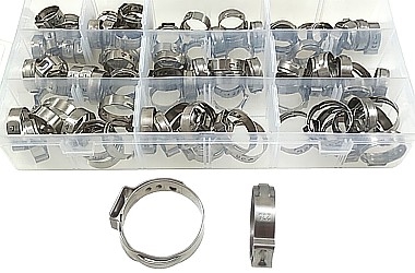 ZACISKI DO WĘŻY Z POJEDYNCZYM UCHEM 100X STEPLESS STAINLESS 12.8-...-23.5MM ZACISKI DO WĘŻY Z POJEDYNCZYM UCHEM 100X STEPLESS STAINLESS 12.8-...-23.5MM