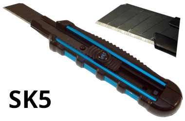 NÓŻ ŁAMANY WYSUWANY DO TAPET 18MM SK-5, TPR HANDLE, ALU