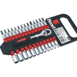 KLUCZE NASADOWE Z GRZECHOTKĄ 4-13MM 1/4'' CV 27X