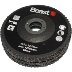 FLAP ABRASIVE DISCS THREE-PACK P100 125/22MM 3X