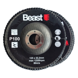 FLAP ABRASIVE DISCS THREE-PACK P100 125/22MM 3X