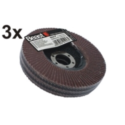 FLAP ABRASIVE DISCS THREE-PACK P100 125/22MM 3X