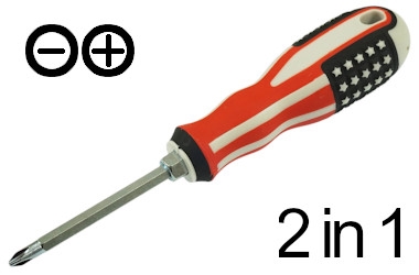WKRĘTAK ŚRUBOKRĘT DWUSTRONNY PŁASKI I KRZYŻAK 2 IN 1 DOUBLE END US-FLAG 65-120MM