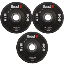 FLAP ABRASIVE DISCS THREE-PACK P40/125MM FOLDED 3X