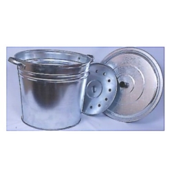 KOCIOŁ STALOWY OCYNKOWANY 25L- COVER - DUAL BOTTOM