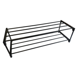 SZAFKA NA BUTY PÓŁKA REGAŁ STOJAK NA OBUWIE 75x28x21 2-TIER BLACK PLASTIC+METAL