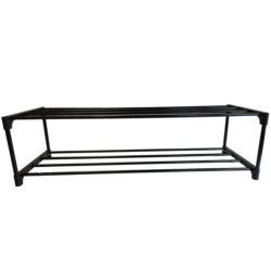 SZAFKA NA BUTY PÓŁKA REGAŁ STOJAK NA OBUWIE 75x28x21 2-TIER BLACK PLASTIC+METAL