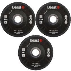 FLAP ABRASIVE DISCS THREE-PACK P80/125MM FOLDED 3X