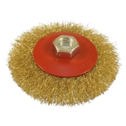 SZCZOTKA STAL. OBROTOWA STAL/MOSIĄDZ M14 100MM FLAT STRAIGHT BRASS