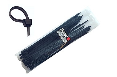 CABLE TIE SET 300x4.7MM BLACK NYLON 50X