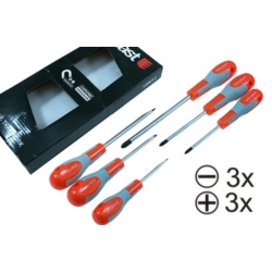 WKRĘTAKI ŚRUBOKRĘTY PŁASKIE I KRZYŻAKI ZESTAW 6X 80-150MM MAGNETIC CV