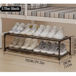 SZAFKA NA BUTY PÓŁKA REGAŁ STOJAK NA OBUWIE 75x28x21 2-TIER BLACK PLASTIC+METAL