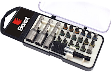 KOŃCÓWKI WKRĘTAKOWE BITY Z UCHWYTEM S2 STEEL, 18 BITS COLOUR + 3 NUTS + ADAPT.