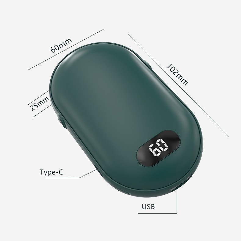 PODGRZEWACZ ELEKTRYCZNY DO DŁONI POWERBANK 45-60C 6000 mAh USB-C 58x102mm