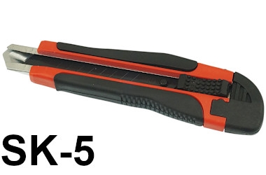 CUCHILLO RETRACTABLE 18MM SK-5, TPR HANDLE, METAL SLIDE