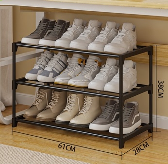  60x28x38 3-TIER BLACK PLASTIC+METAL