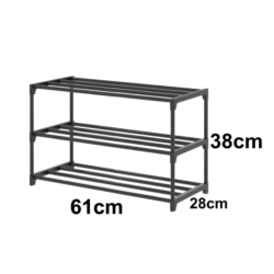  60x28x38 3-TIER BLACK PLASTIC+METAL