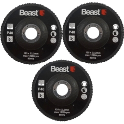FLAP ABRASIVE DISCS THREE-PACK P40/125MM 3X