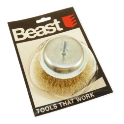 BROSSE ROT. ACIER/LAITON, CONIQUE, PIVOT 6MM PIVOT 6MM STRAIGHT CUP 100MM