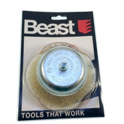 BROSSE ROT. ACIER/LAITON, CONIQUE, PIVOT 6MM PIVOT 6MM STRAIGHT CUP 100MM