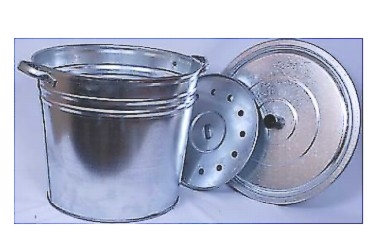 POT ZINC PLATED 32L- COVER - DUAL BOTTOM