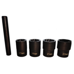 ZESTAW NASADEK DO USZKODZONYCH ŚRUB 5EL 5X 17,19,21,22MM + DRIFT- PUNCH