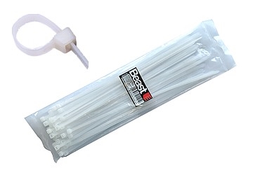 CABLE TIE SET 300x4.7MM WHITE NYLON 50X