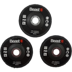 FLAP ABRASIVE DISCS THREE-PACK P60/125MM 3X