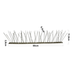 TAUBENSPIKES 10X 50CM STAINLESS BASE, SPIKES:6-4-6-4, W:8.5, H:11.8CM