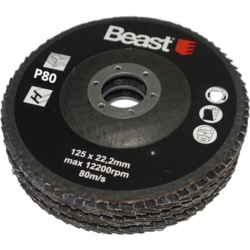 FLAP ABRASIVE DISCS THREE-PACK P80/125MM 3X