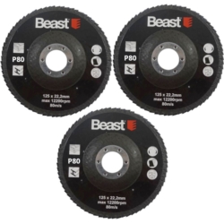 FLAP ABRASIVE DISCS THREE-PACK P80/125MM 3X