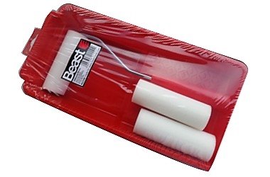 ZESTAW WAŁKÓW MALARSKICH GĄBKOWYCH Z KUWETĄ 3szt. 3X 100MM HD-FOAM CUV-30CM HNDL:25CM