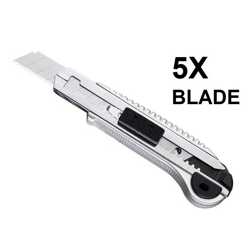 NÓŻ ŁAMANY WYSUWANY ZAPAS 5 OSTRZY 18MM ABS HANDLE, CHAMBER, WITH 5 BLADES