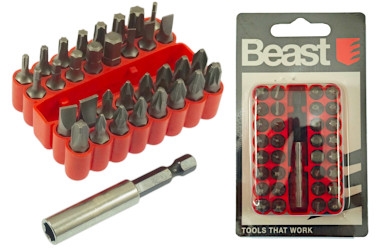 KOŃCÓWKI WKRĘTAKOWE BITY Z UCHWYTEM 33 BITS CR-V MAGNETIC PZ x7 PH x7 SLx5 HEX x6 TORX x7