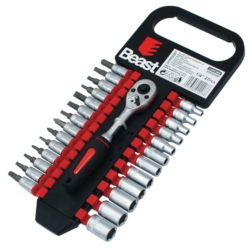KLUCZE NASADOWE Z GRZECHOTKĄ 4-13MM 1/4'' CV 27X