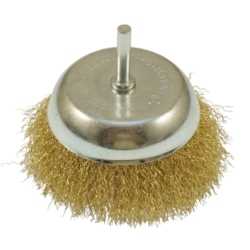 SZCZOTKA OBROT. STAL/MOSIĄDZ 100MM, DOCZOŁOWA 100MM CONUS CUP PIVOT 6MM BRASS