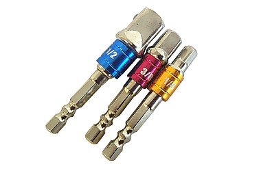 SOCKET ADAPTER 1/2" 3/8" 1/4" HEX SHANK 3X
