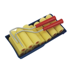ZESTAW WAŁKÓW MALARSKICH GĄBKOWYCH Z KUWETĄ 10szt. 100MM FOAM CUV-30CM 2xHNDL:25CM 10+3+2