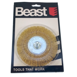 SPAZZOLA CIRC.125MM, ACCIAIO/OTTONE,ALB.6MM/PIATTA PIVOT 6MM STRAIGHT FLAT 125MM