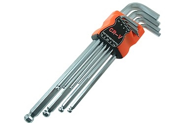 KLUCZE IMBUSOWE Z KULISTYMI KOŃCÓWKAMI DŁUGIE 1.5-10MM CV LONG 9X