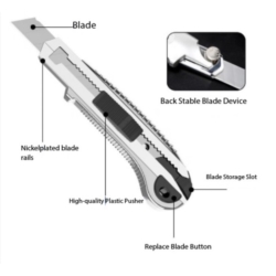 NÓŻ ŁAMANY WYSUWANY ZAPAS 5 OSTRZY 18MM ABS HANDLE, BLADE STORAGE SLOT, +5 BLADES