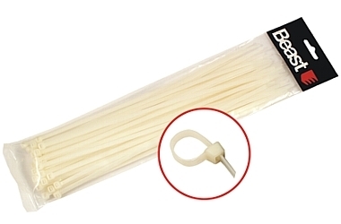 KHOMUTY PLASTYKOVY 190x4.7MM NYLON WHITE 50X