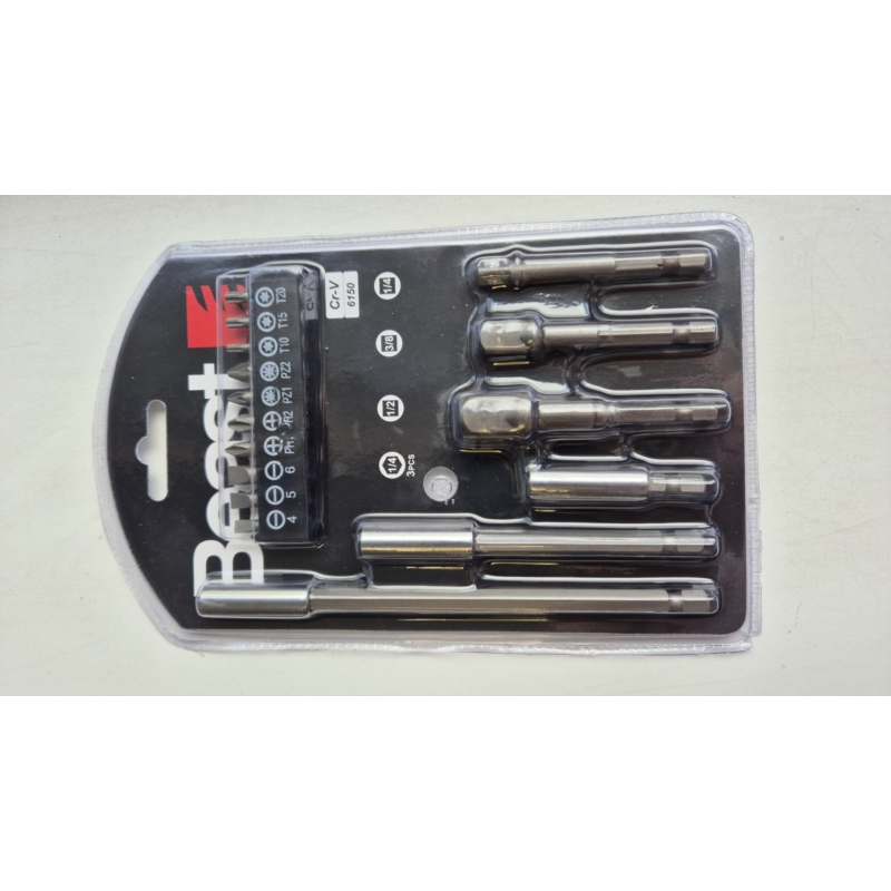KOŃCÓWKI WKRĘTAKOWE UCHWYTY Z BITAMI 10 BITS, 6 ADAPTERS 1/4 -3X 1/2, 3/8, 1/2 CRV6150