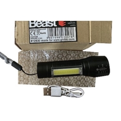 LATARKA LED TAKTYCZNA 2xLED COB 1W + CREE 2W 400mAh Li-ion USB