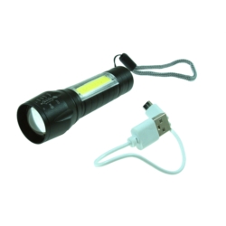 LINTERNA LED COB 1W + CREE 2W 400mAh Li-ion USB