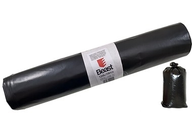 RUBBLE BAGS 10X 70x110CM 120L BLACK 60 MICRON  LDPE